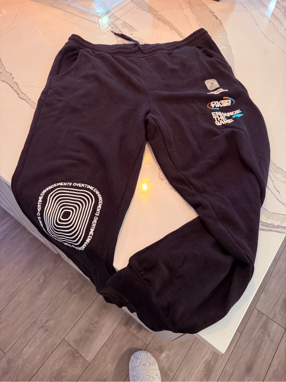 Overtime Black Graphic Jogger Sweatpants for Men - Never Worn - Size 2XL